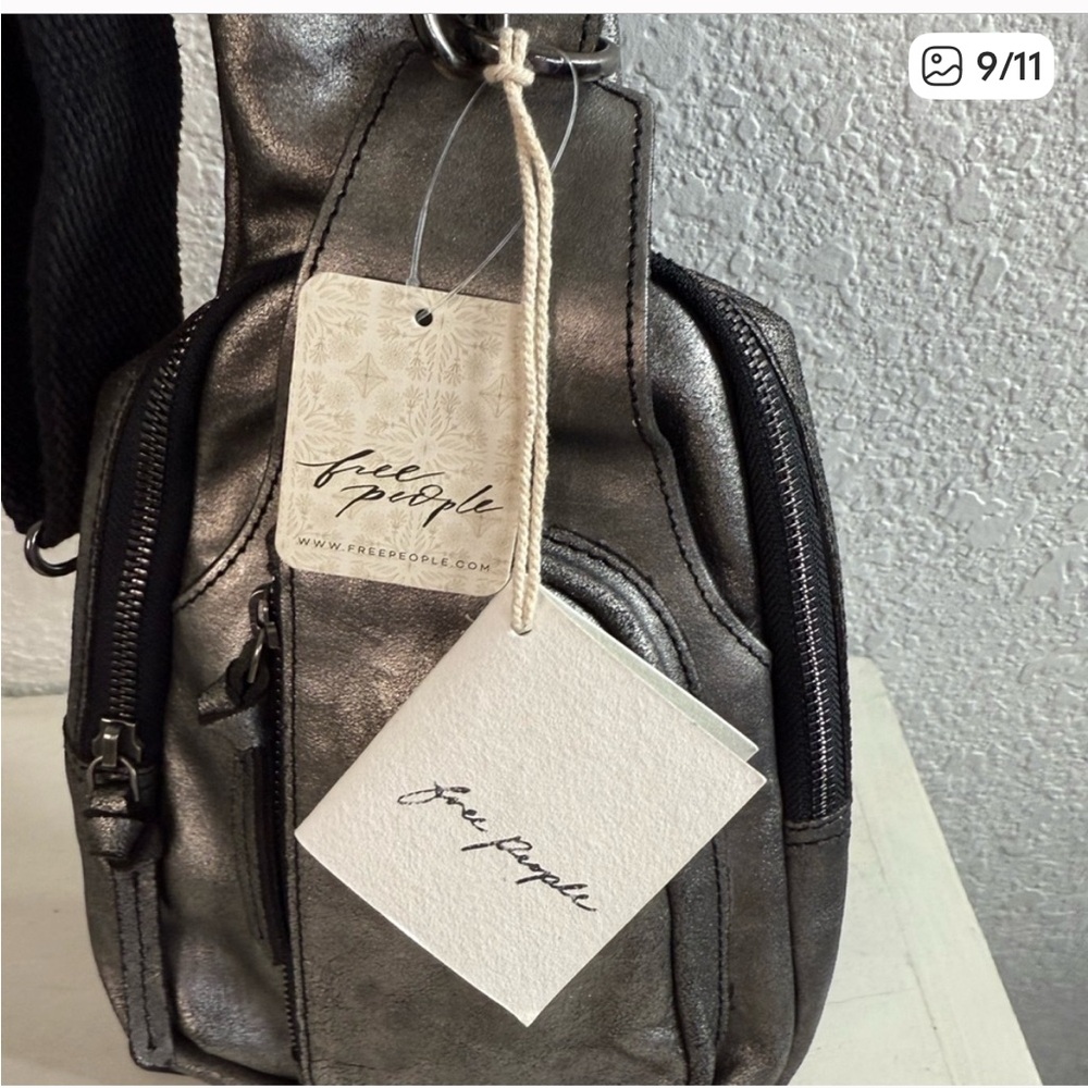 NWT Free People Hudson Sling Bag Gunmetal Crossbody Boho Travel Festival
